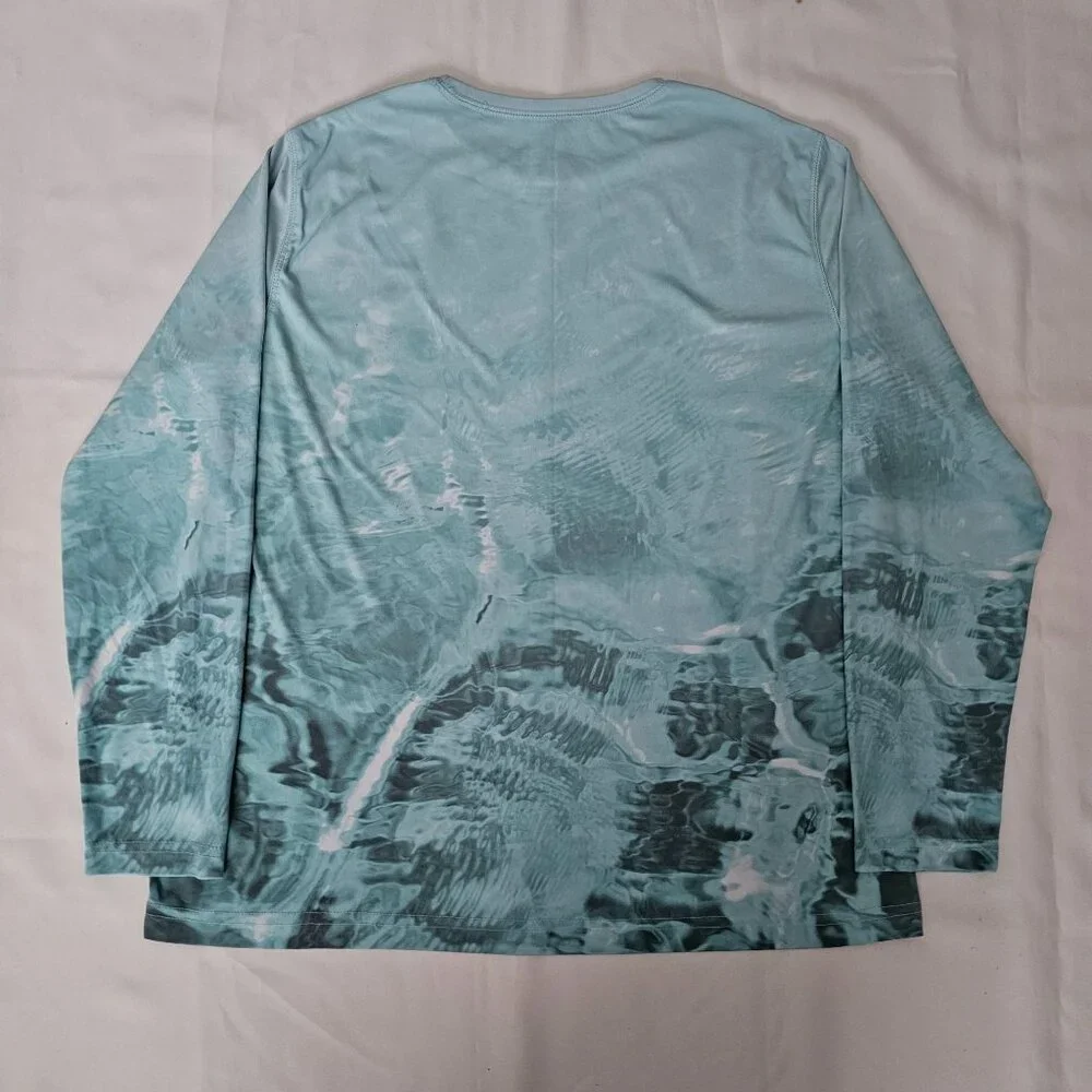 Reel Life Men's Teal Water Print Pattern Long Sleeve Pullover Shirt‎ Size M/M - Picture 5 of 12